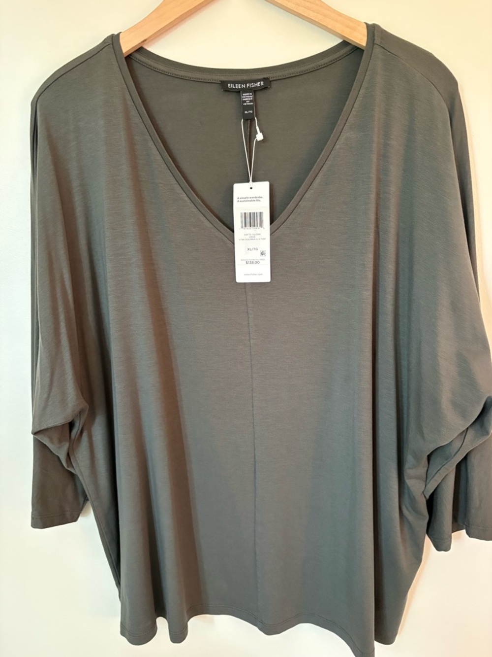 Eileen Fisher V-Neck Relaxed Dolman Sleeve Top - Picture 3 of 7
